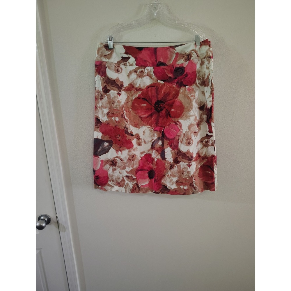 East 5th Womens Coral Floral Print Pencil Skirt Size 18 NWT Red Pink Linen Blend
